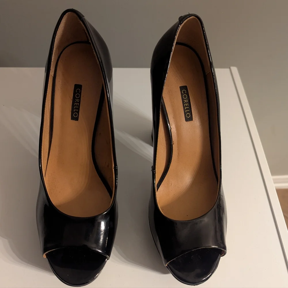 Genuine leather Patent High heel peep toe / vinyl finish shoes size 37 (US 8) - Picture 14 of 17